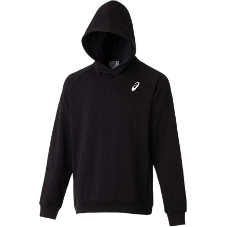 ASICS Black Pullover Hoodie Solid Color Long Sleeve 2121A243-001