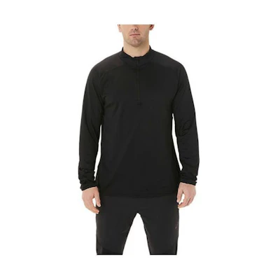 ASICS Black Solid Color Pullover Slim Fit Long Sleeve Sweatshirt 2031D323-001