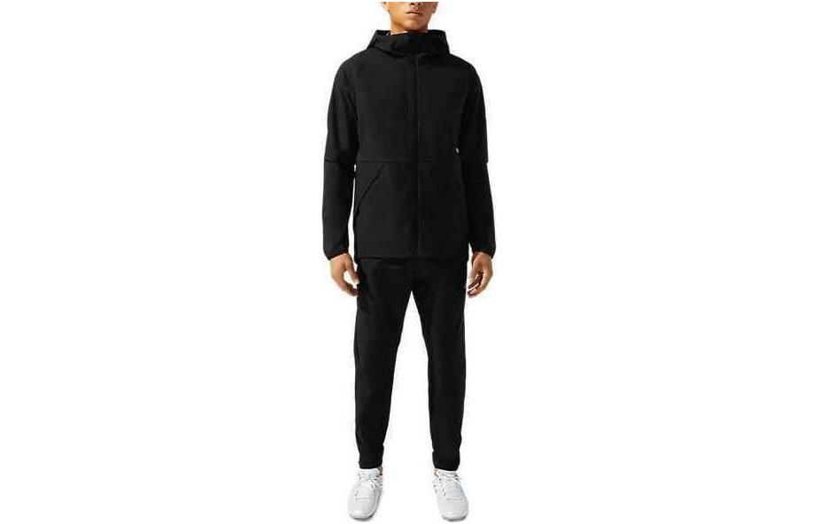 ASICS Black Solid Color Slim Fit Hooded Zip-Up Jacket 2101A132001