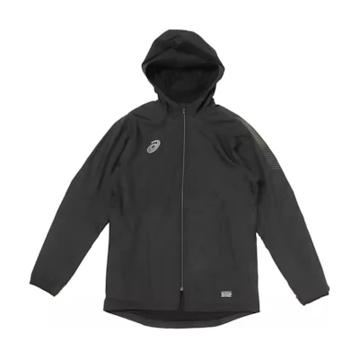 ASICS Black Solid Logo Loose Fit Hoodie Jacket Outerwear 2101A200-001