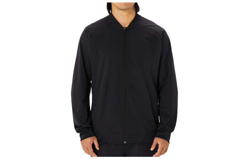 ASICS Black Solid Loose Fit Baseball Collar Zip Jacket 2031D791-001