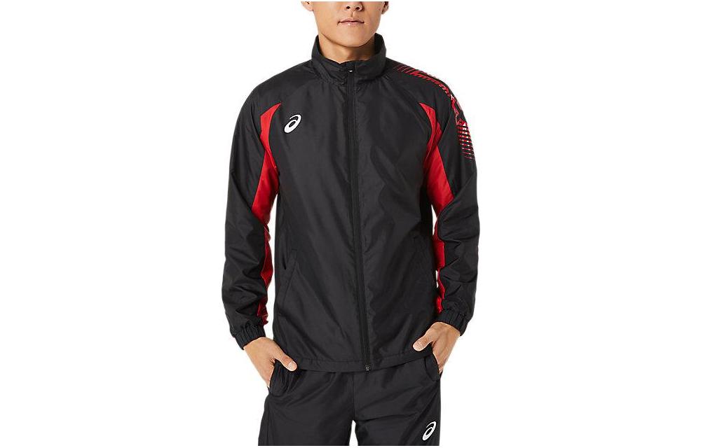 ASICS Black Striped Print Zip-Up Track Jacket 2031D535-002