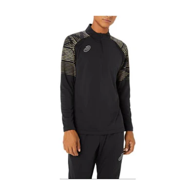 ASICS Black Striped Stand Collar Jacket with Logo Patch 2101A270-001