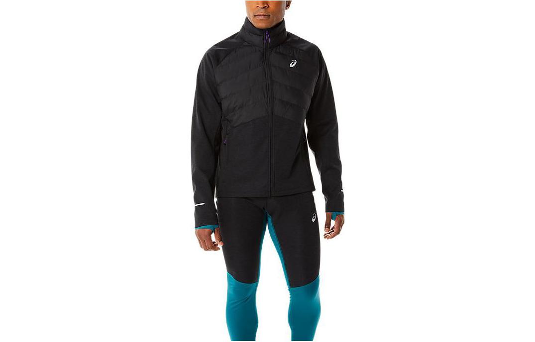 ASICS Black Zip-Up Jacket with Solid Logo Print and High Collar 2011C397-001