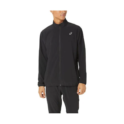 ASICS Black Zip-Up Logo Print Jacket with Stand Collar 2011C892-001