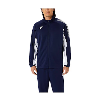 ASICS Blue Colorblock Zip Jacket with Striped Shoulder Details 2031D929-400