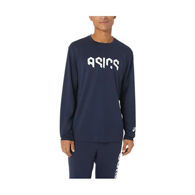 ASICS Blue Crewneck Sweatshirt with Graphic Letter Print 2031E230-405