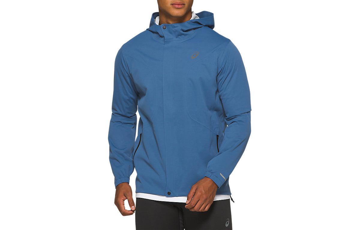 ASICS Blue Hoodie Jacket with Logo Print Long Sleeve Slim Fit 2011A976-403