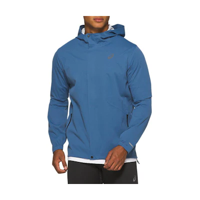 ASICS Blue Hoodie Jacket with Logo Print Long Sleeve Slim Fit 2011A976-403