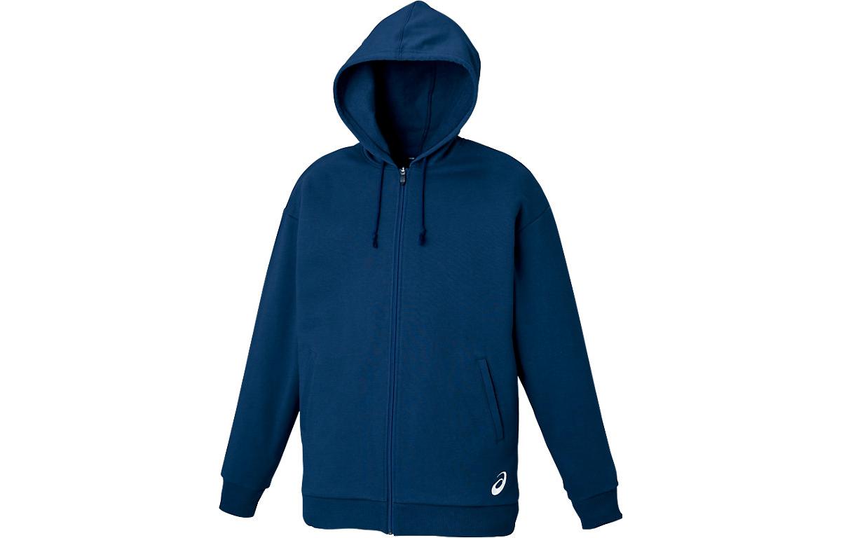 ASICS Blue Hoodie with Solid Logo Print and Full-Zip Design XB6009-50
