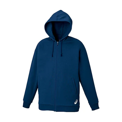ASICS Blue Hoodie with Solid Logo Print and Full-Zip Design XB6009-50