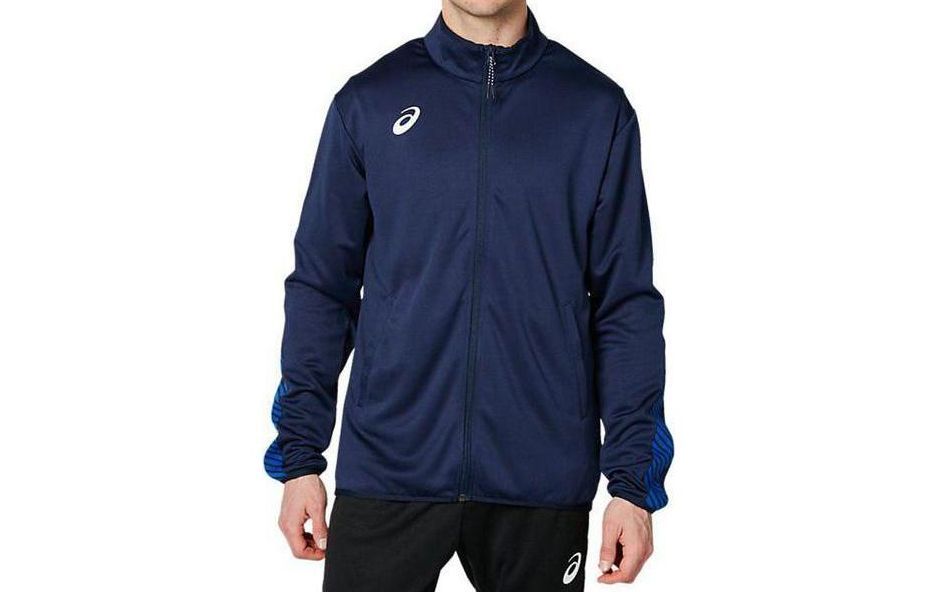 ASICS Blue Logo Print Zip-Up Jacket with Stand Collar 2031D907-400