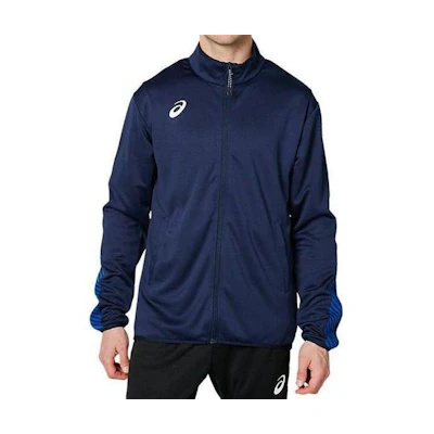 ASICS Blue Logo Print Zip-Up Jacket with Stand Collar 2031D907-400