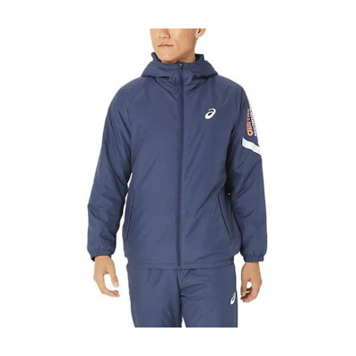 ASICS Blue Logo Print Zip-Up Slim Fit Hoodie Jacket 2031E274-400