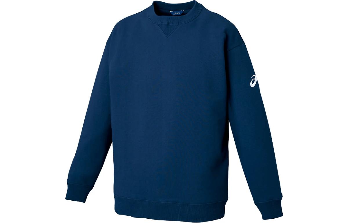 ASICS Blue Solid Color Crewneck Pullover Long-Sleeve Sweatshirt XB6010-50