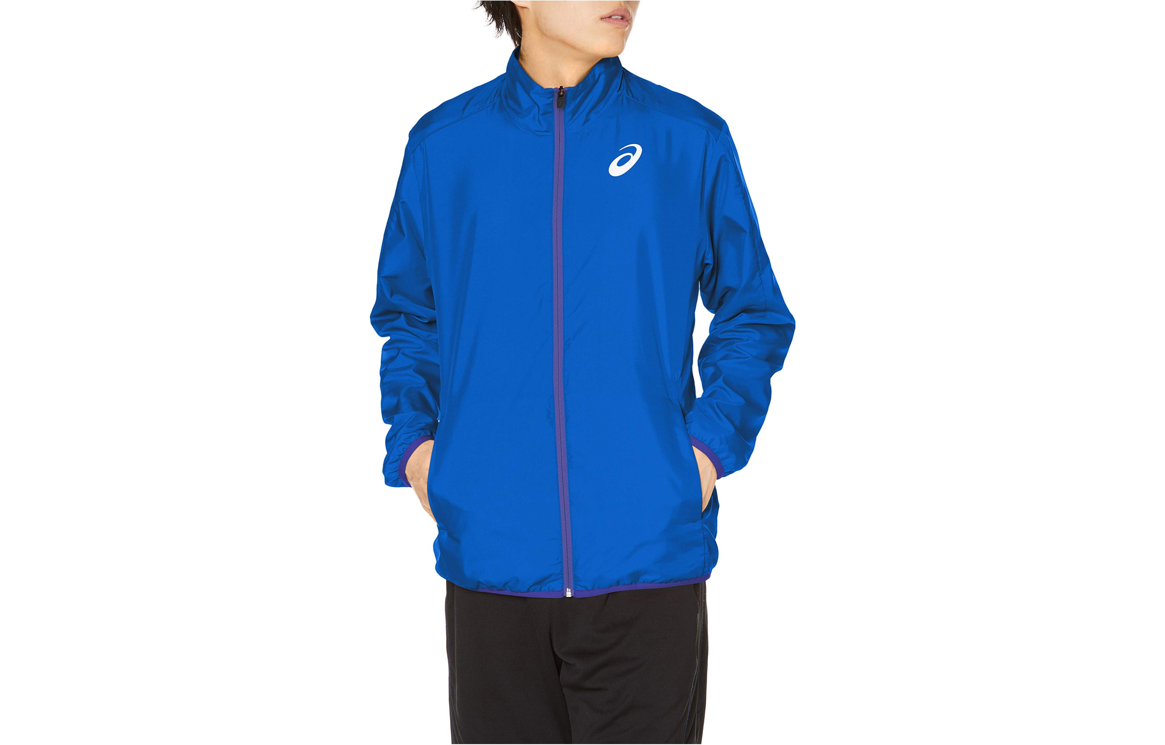 ASICS Blue Stand Collar Jacket with Logo Print Long Sleeve 2091A165-401