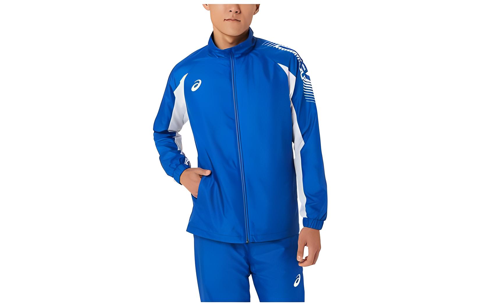 ASICS Blue Striped Zip-Up Track Jacket Long Sleeve Casualwear 2031D535-402