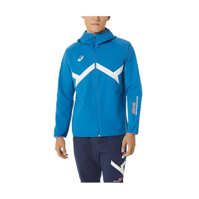 ASICS Blue Zip-Up Hoodie Jacket with Branded Logo Stripes 2031D990-401
