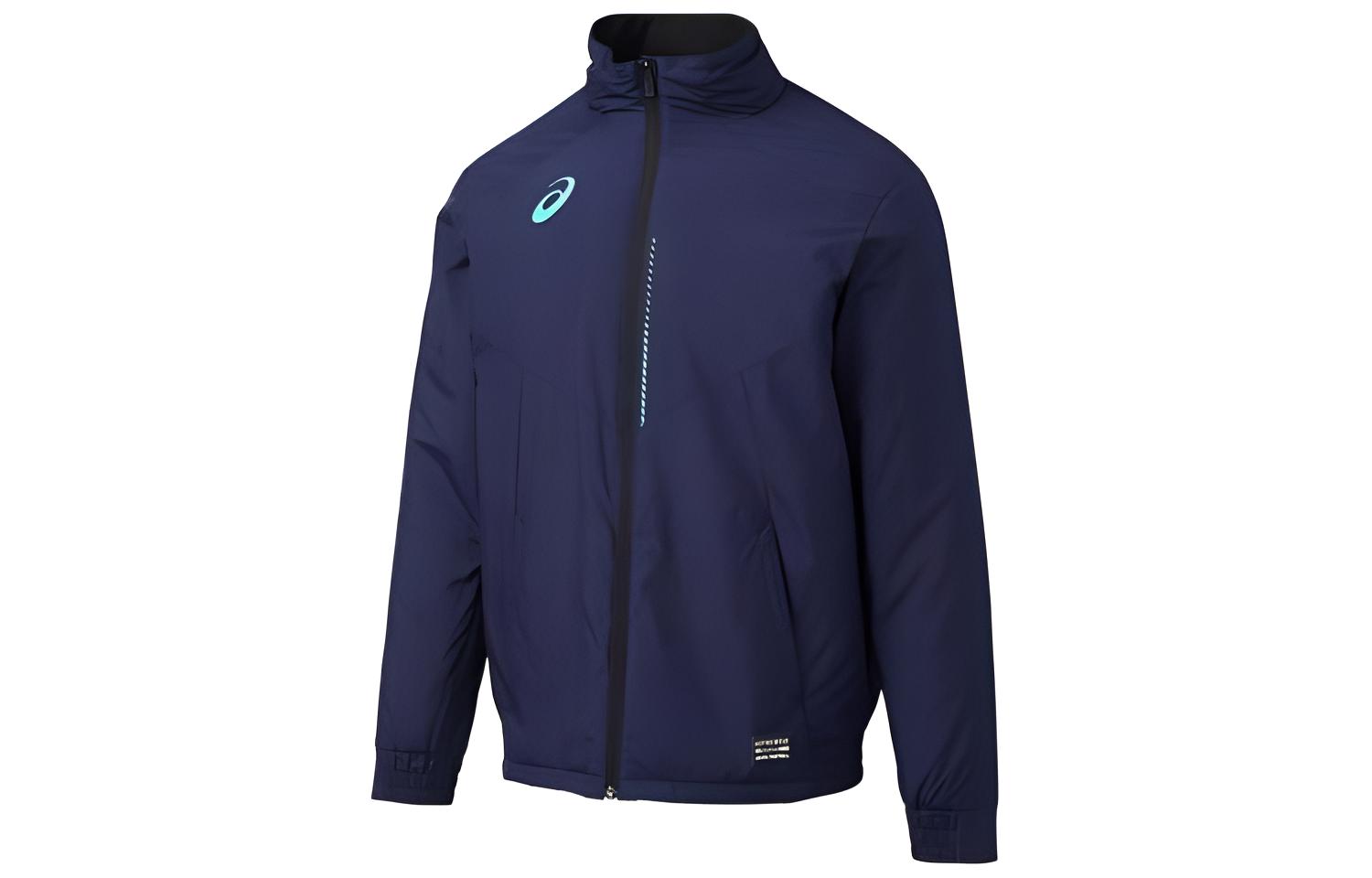 ASICS Blue Zip-Up Jacket with Logo and Stand Collar 2101A147-400