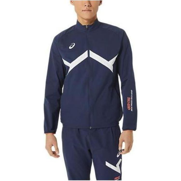 ASICS Blue Zip-Up Jacket with Logo Print and Pockets 2031D991-400