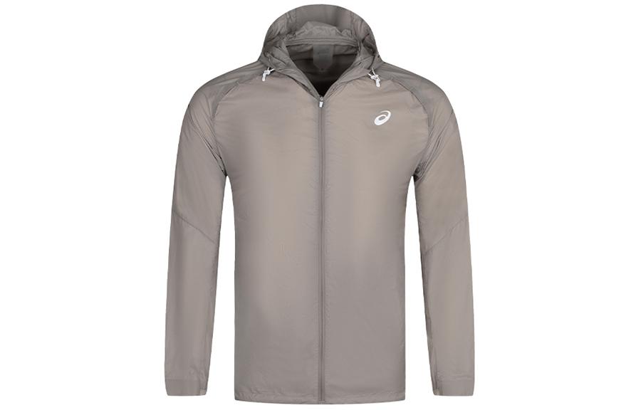 ASICS Brown Logo Hoodie Zipper Jacket Casual Sportswear 2011C858-250