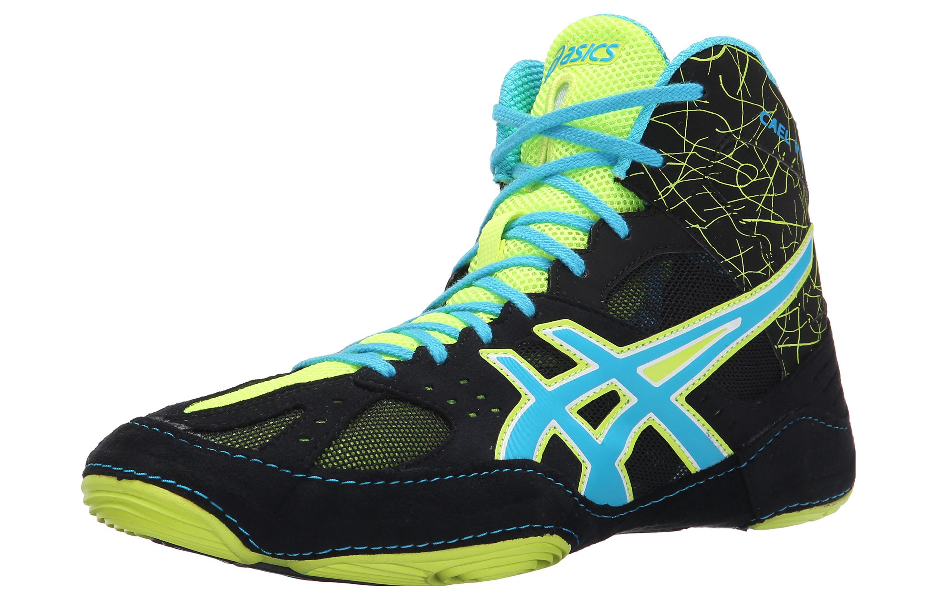 ASICS Cael V6.0 Wrestling Shoes 'Black Blue Green' 圖 3