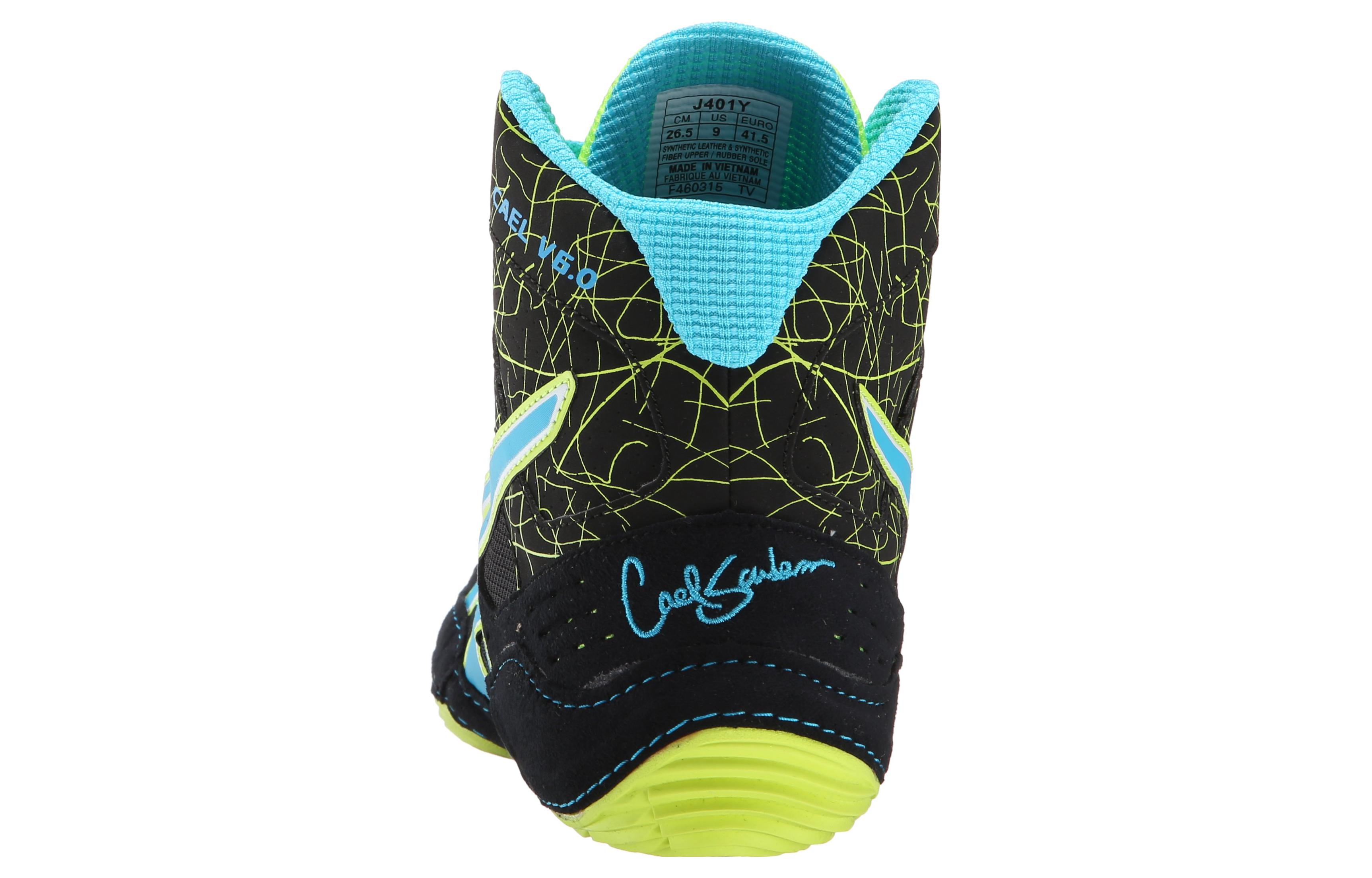 ASICS Cael V6.0 Wrestling Shoes 'Black Blue Green' 圖 7