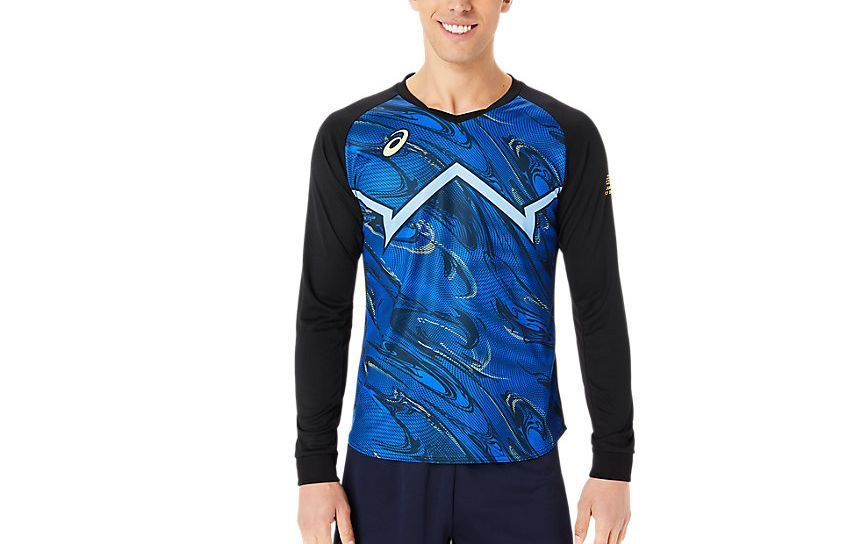ASICS Colorblock Crewneck Sweatshirt Full Print Long Sleeve 2051A343-401