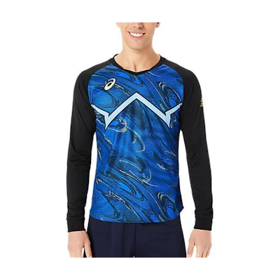 ASICS Colorblock Crewneck Sweatshirt Full Print Long Sleeve 2051A343-401