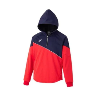 ASICS Colorblock Half-Zip Hoodie Red Long Sleeve 2121A247-600