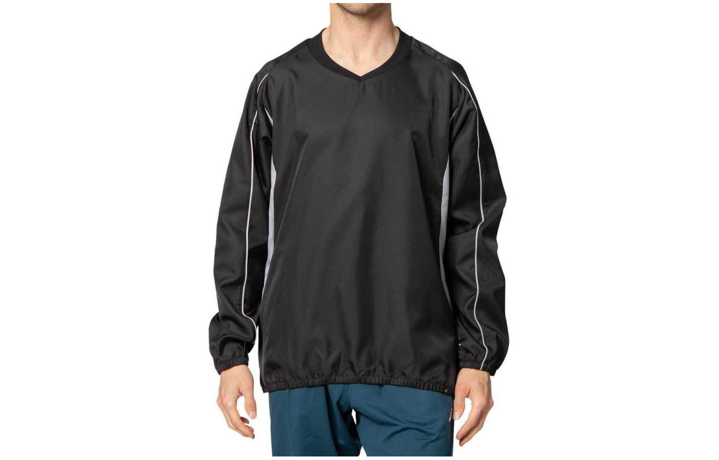 ASICS Colorblock V-Neck Long Sleeve Casual Sweatshirt Black 2103A010-001