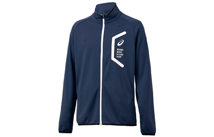 ASICS Colorblock Zip-Up Logo Jacket Blue Mens Long Sleeve 2031C26-401