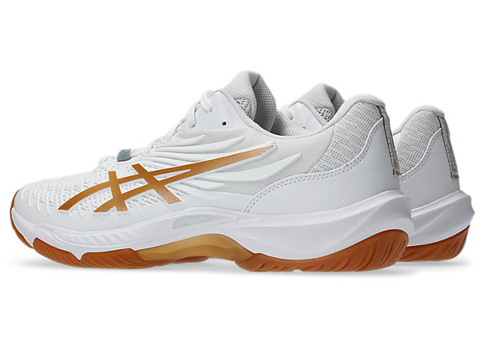 Lookbook アシックス コートコントロール FF 4 室内スポーツシューズ ホワイト/ピュアゴールド 1071A125-100