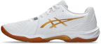 Shop アシックス コートコントロール FF 4 室内スポーツシューズ ホワイト/ピュアゴールド 1071A125-100
