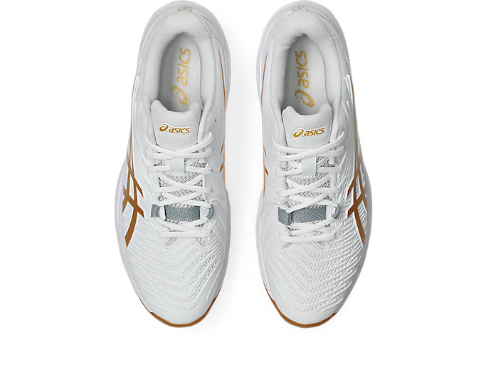 Sizing ASICS Court Control FF 4 Indoor Sports Shoes White/Pure Gold 1071A125-100