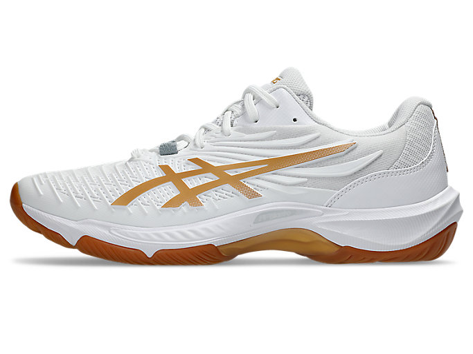 Cheap アシックス コートコントロール FF 4 室内スポーツシューズ ホワイト/ピュアゴールド 1071A125-100