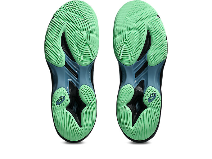 Sizing ASICS Court Control FF 4 Tennis Shoes. Black/Saba Blue 1071A125-001