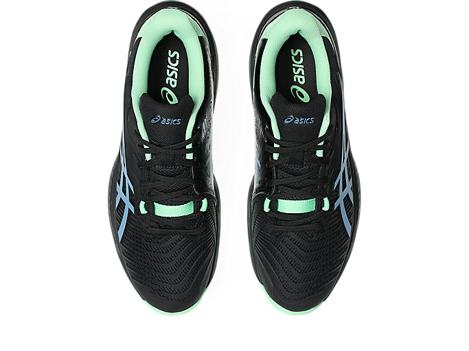 Sizing ASICS Court Control FF 4 Tennis Shoes. Black/Saba Blue 1071A125-001