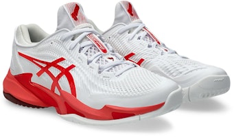ASICS Court FF 3 Novak (All Court) Tennis Shoes White/Electric Red 1041A522-966 Order ASICS Court FF 3 Novak (All Court) Tennis Shoes White/Electric Red 1041A522-966