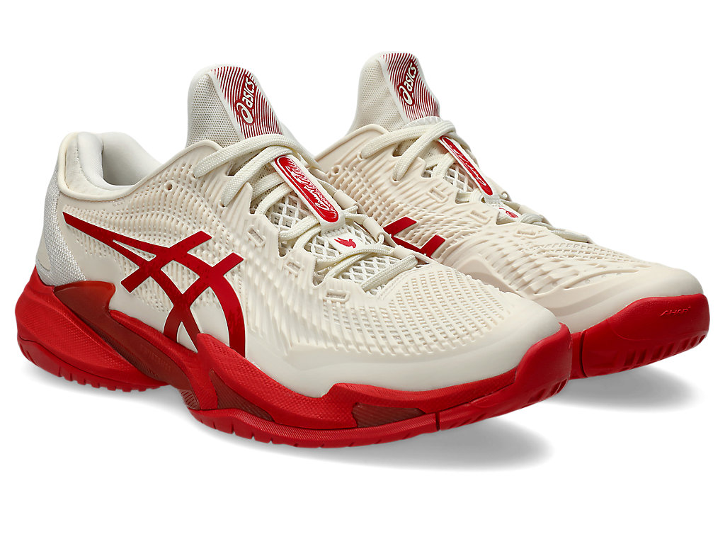 Order ASICS Court FF 3 Novak Kasut Semua Gelanggang Krim/Merah Klasik 1041A522-968