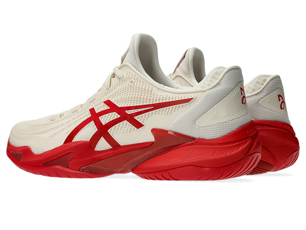Lookbook ASICS Court FF 3 Novak Kasut Semua Gelanggang Krim/Merah Klasik 1041A522-968