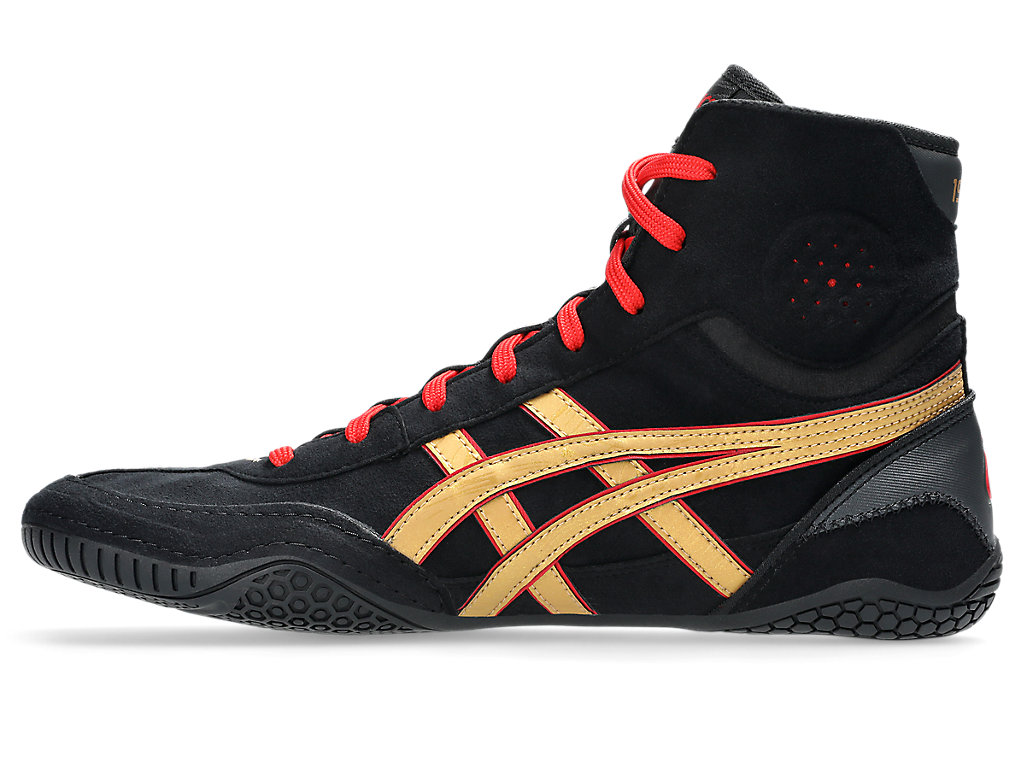 Shop ASICS DAN GABLE EVO 3 Zapatos de Lucha Libre Negro/Oro Puro 1081A052-002