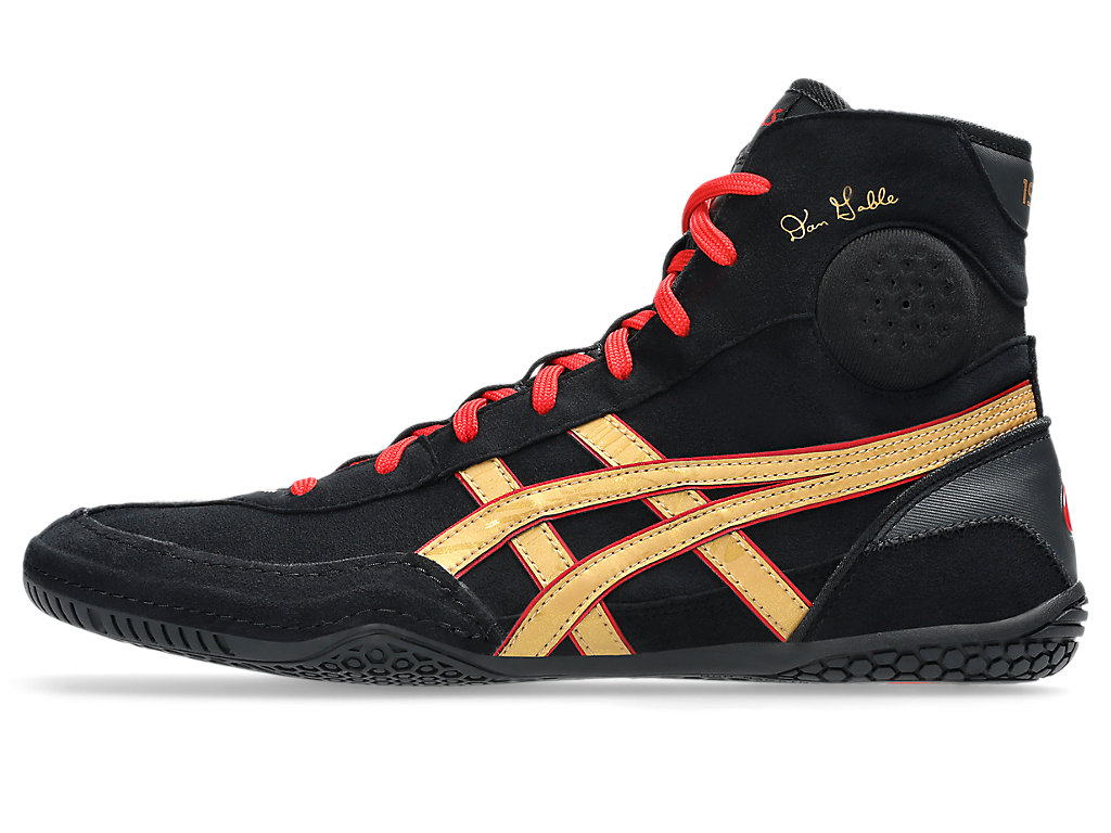 Cheap ASICS DAN GABLE EVO 3 Zapatos de Lucha Libre Negro/Oro Puro 1081A052-002