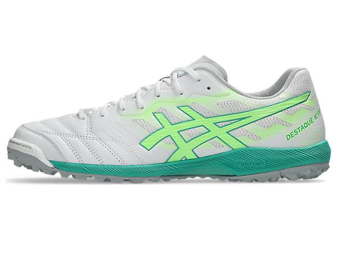 Cheap ASICS Destaque K FF TF Zapatos de Fútbol Blanco/Verde Iluminado. 1111A218-102