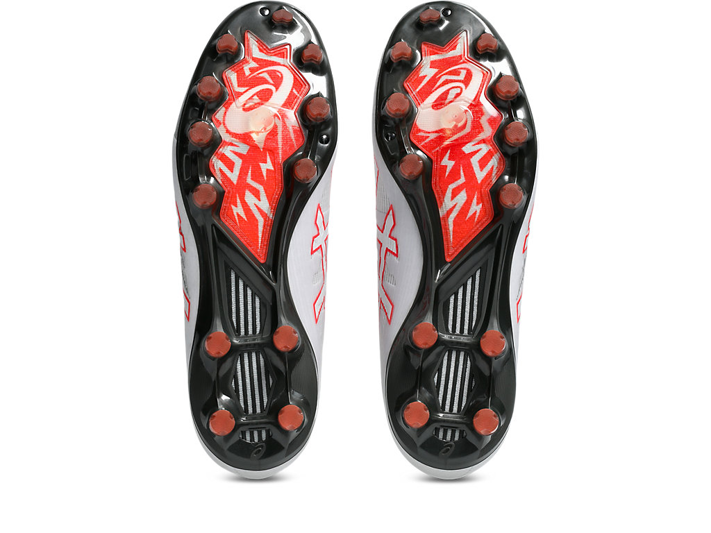 Sizing ASICS DS Light Acros Pro 3 Botas de Fútbol Blanco/Rojo Flash 1101A071-104