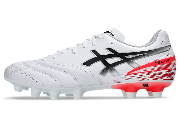 ASICS DS Light Advance Wide Soccer Cleats. White/Flash Red 1103A125-102