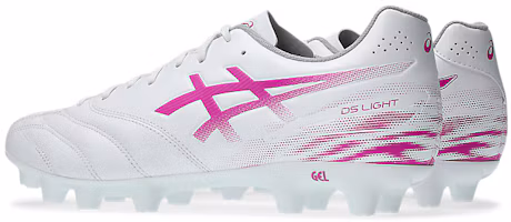 Shop ASICS DS Light Club Wide Soccer Cleats White/Digital Sakura 1103A128-101