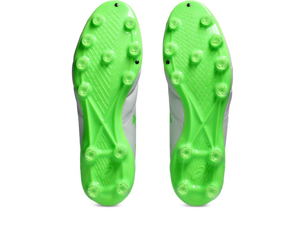 Sizing 아식스 DS 라이트 X-FLY 6 축구화 화이트/그린 게코 1101A076-100