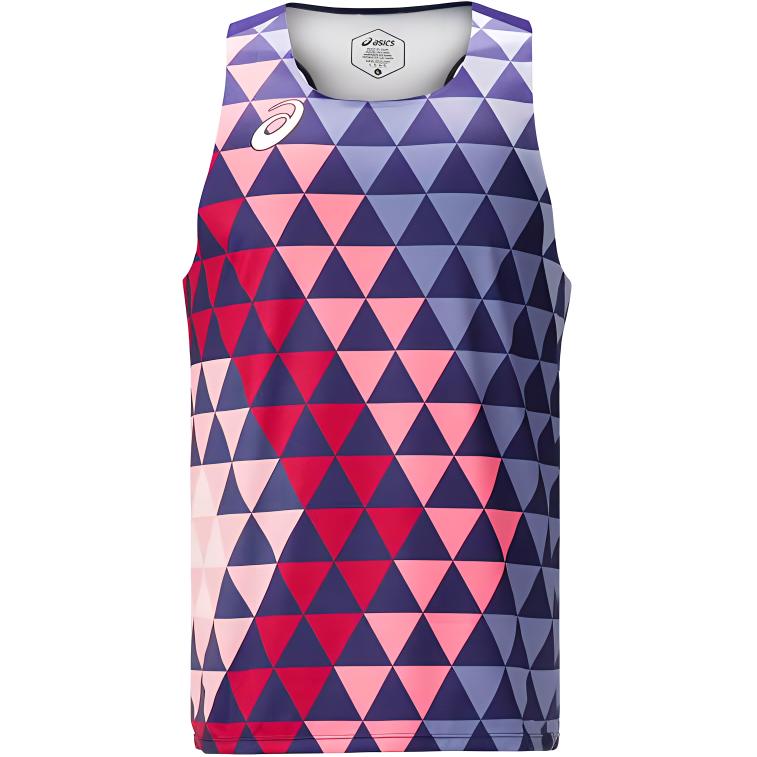 ASICS Elite Running Singlet Pink Blue Breathable Quick-Dry Tank Top 2011C721-400