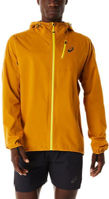 ASICS Fujitrail Waterproof Jacket Yellow Hooded Logo Zip Jacket 2011C259-801 Buy ASICS Fujitrail Waterproof Jacket Yellow Hooded Logo Zip Jacket 2011C259-801